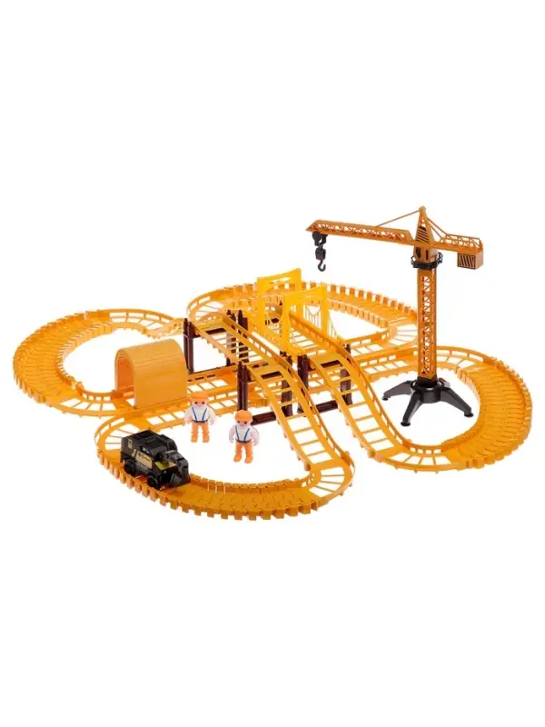 Автотрек &laquo;Стройка&raquo;, с машинкой, краном и фигурками, работает от батареек