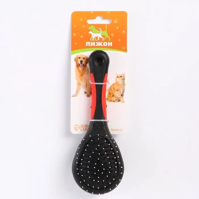 Щётка-расчёска двухсторонняя, 17.5&times;6.5 см, нескользящая ручка, чёрная, красная