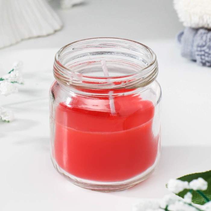 Свеча ароматическая в банке  Свеча ароматическая в банке "Сладкая малина"