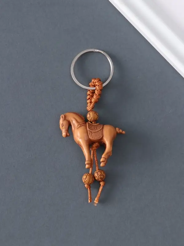 Брелок пластик, текстиль Брелок пластик, текстиль "Конь" под дерево 3,7х4,3х1,2 см