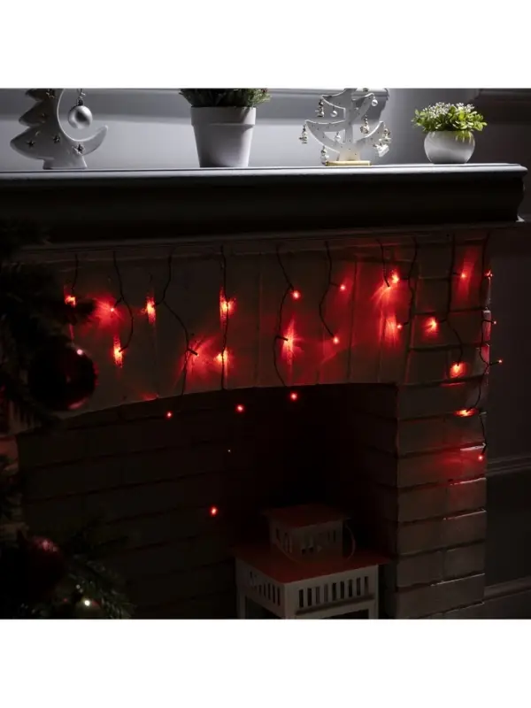 Гирлянда &laquo;Бахрома&raquo; 1.8&times;0.5 м, IP20, тёмная нить, 48 LED, свечение красное, 8 режимов, 220 В