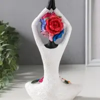 Сувенир полистоун "Девушка-йогиня, с цветами" чёрный 12,5х10,5х22,5 см