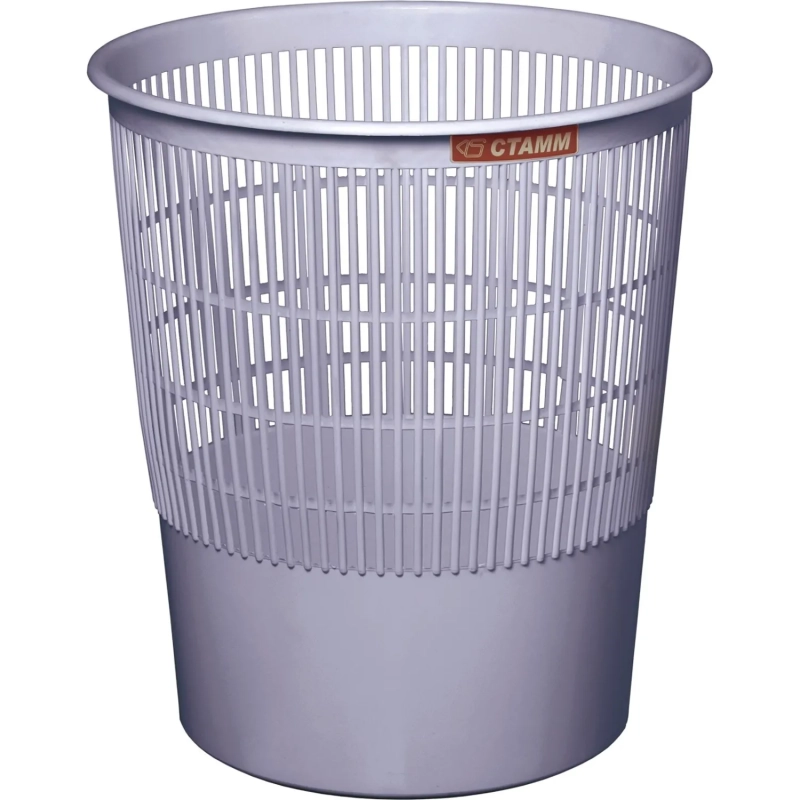 Корзина для мусора офисная 18л пластик, серая СТАММ КР02