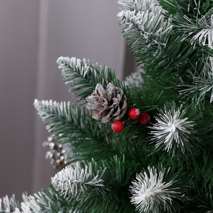 Ёлка искусственная настольная "Кармен" шишки серебро +ягоды   55 см