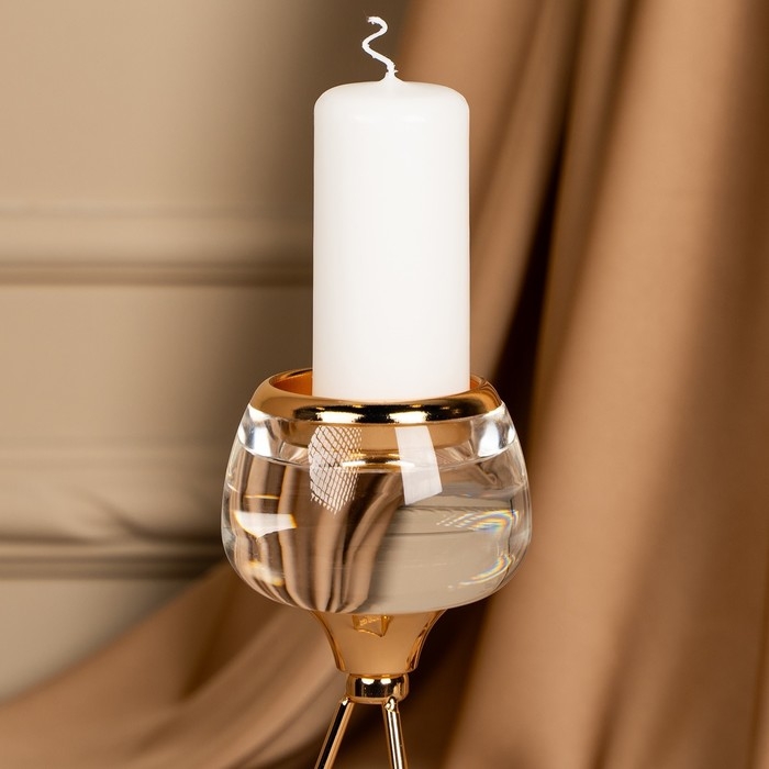 Подсвечник металл, стекло на 1 свечу «Изысканность» цвет золото 9.5 х 9.5 х 22.5 см Подсвечник металл, стекло на 1 свечу «Изысканность» цвет золото 9.5 х 9.5 х 22.5 см