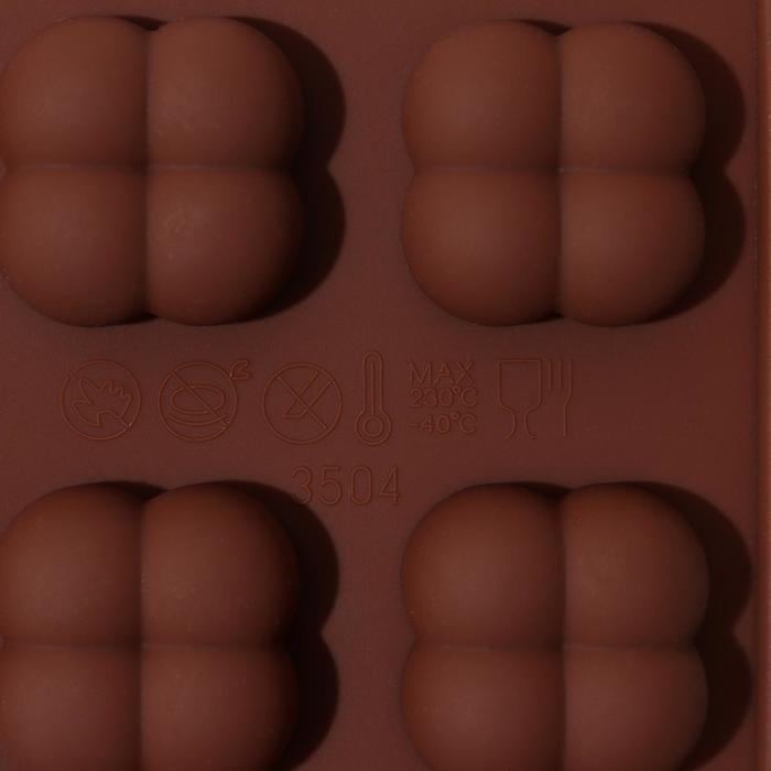 Форма для конфет и шоколада Доляна «Креоль», силикон, 21×10,5×2,5 см, 15 ячеек, цвет коричневый Форма для конфет и шоколада Доляна «Креоль», силикон, 21×10,5×2,5 см, 15 ячеек, цвет коричневый