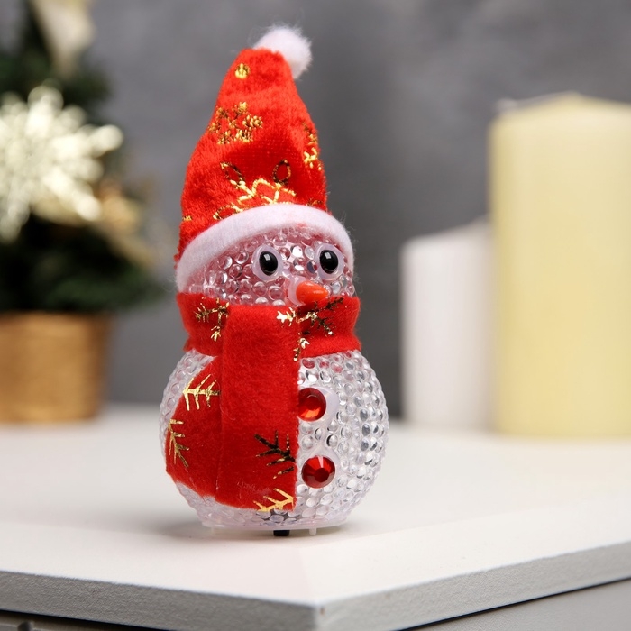 Ёлочная игрушка «Снеговик», 10 см, от батареек, свечение мульти (RGB) Ёлочная игрушка «Снеговик», 10 см, от батареек, свечение мульти (RGB)