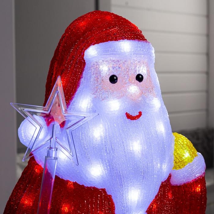 Светодиодная фигура «Дед Мороз» 30 × 80 × 40 см, акрил, 40 LED, 8 режимов, 24 В, свечение белое Светодиодная фигура «Дед Мороз» 30 × 80 × 40 см, акрил, 40 LED, 8 режимов, 24 В, свечение белое