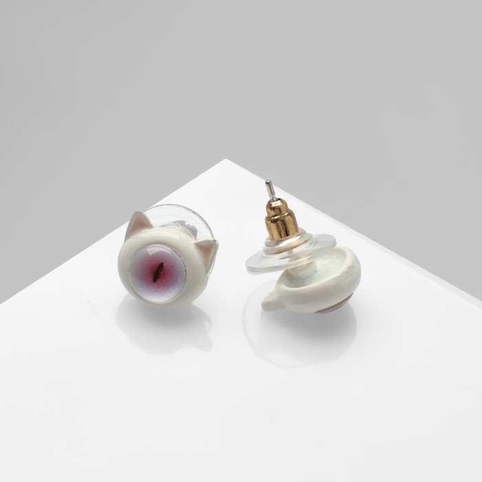 Серьги с эмалью «Монстрики» с ушками, цвет бело-розовый Серьги с эмалью «Монстрики» с ушками, цвет бело-розовый