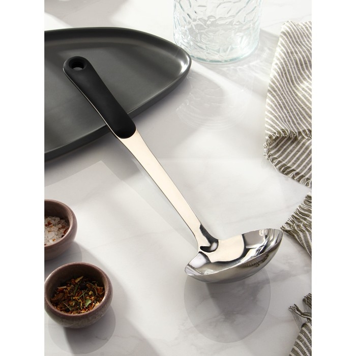 Половник из нержавеющей стали Доляна Home, 90 мл, 34×10 см, толщина 3 мм, цвет серебряный Половник из нержавеющей стали Доляна Home, 90 мл, 34×10 см, толщина 3 мм, цвет серебряный