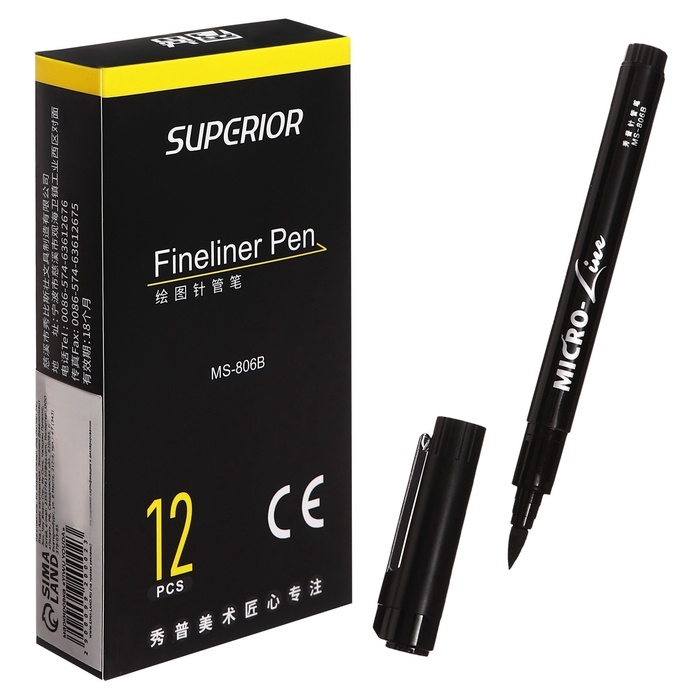 Маркер профессиональный линер черный, тонкая линия L Маркер профессиональный линер черный, тонкая линия L