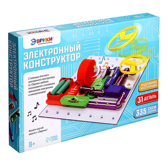 Конструктор электронный «Эврики», 335 схем, 31 элемент, работает от батареек Конструктор электронный «Эврики», 335 схем, 31 элемент, работает от батареек
