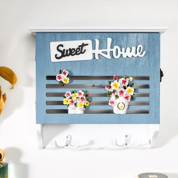 Ключница дерево 6 крючков Ключница дерево 6 крючков "Анютины глазки в горшочках" 24х8,7х26 см