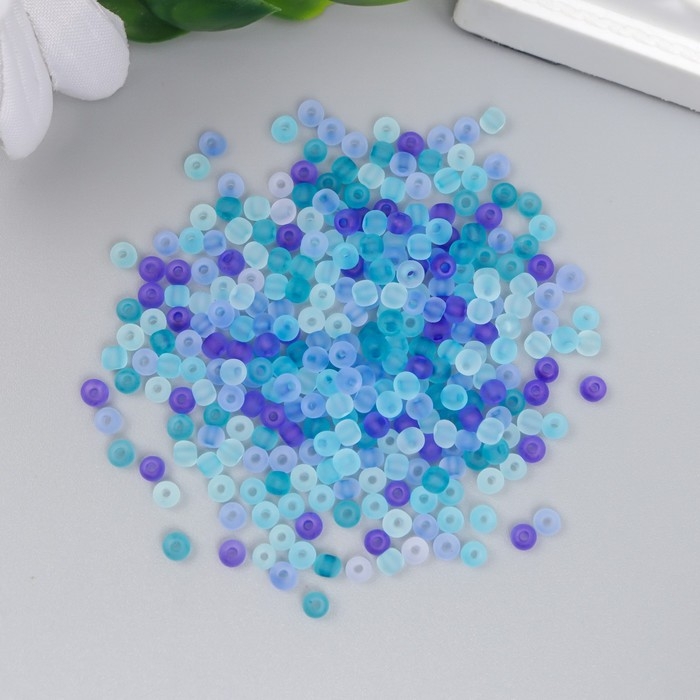 Бисер стекло 8/0  Бисер стекло 8/0 "Матовый полупрозрачный. Меланж голубой" 10 гр