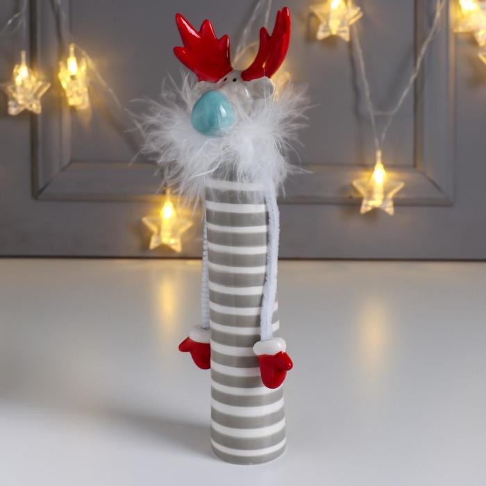 Сувенир керамика Сувенир керамика "Высокий лось" в полоску с красными рогами 22,3х5х6,3 см