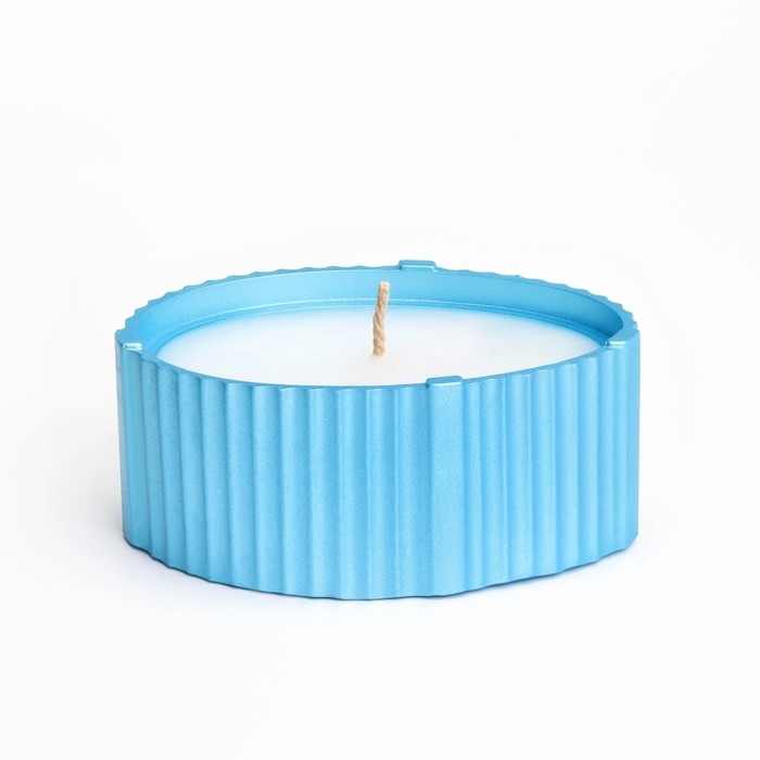 Свеча  Свеча "Овал" в подсвечнике с узкими гранями, 9х6,5х4см,голубой