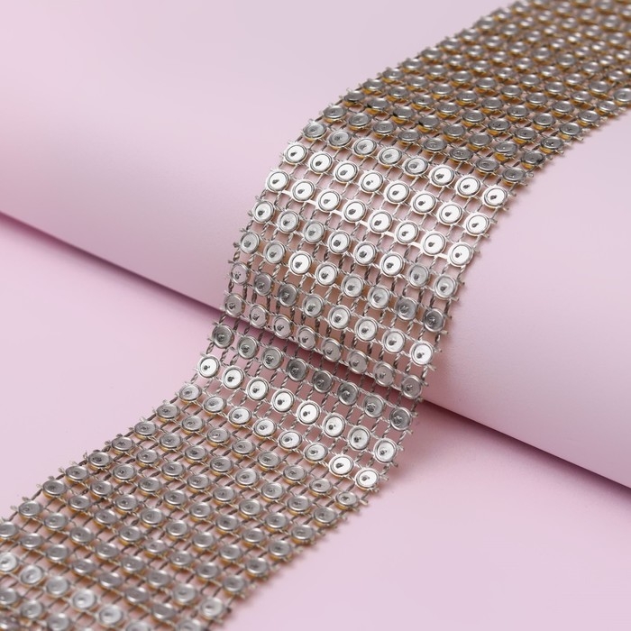 Лента с имитацией страз, 4 см, 9 ± 1 м, цвет золотой Лента с имитацией страз, 4 см, 9 ± 1 м, цвет золотой