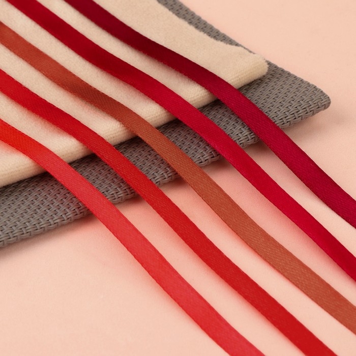 Набор атласных лент, 5 шт, размер 1 ленты: 6 мм × 23 ± 1 м, цвет красный спектр Набор атласных лент, 5 шт, размер 1 ленты: 6 мм × 23 ± 1 м, цвет красный спектр