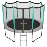 Батут ONLITOP, d=366 см, высота сетки 173 см, с лестницей, цвет серый/салатовый