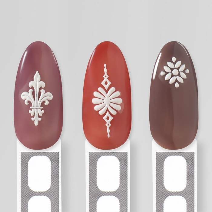 Наклейки для ногтей «Арабеска», объёмные, цвет белый Наклейки для ногтей «Арабеска», объёмные, цвет белый