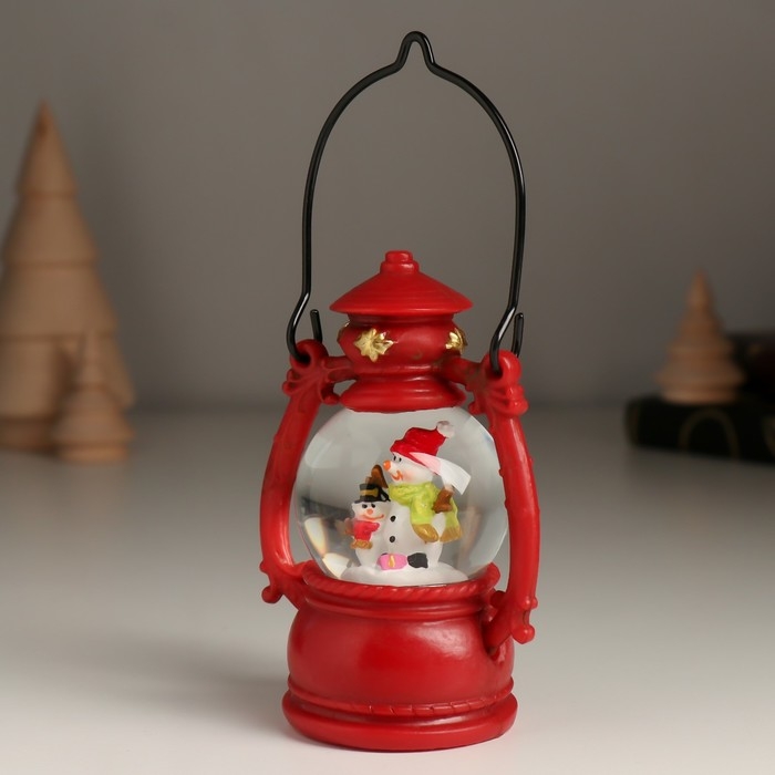 Сувенир полистоун водяной шар Сувенир полистоун водяной шар "Дед Мороз/Снеговик в фонарике" МИКС 7х5х10 см