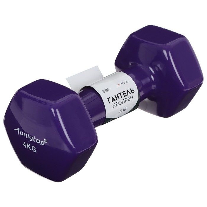 Гантель виниловая ONLYTOP, 4 кг Гантель виниловая ONLYTOP, 4 кг