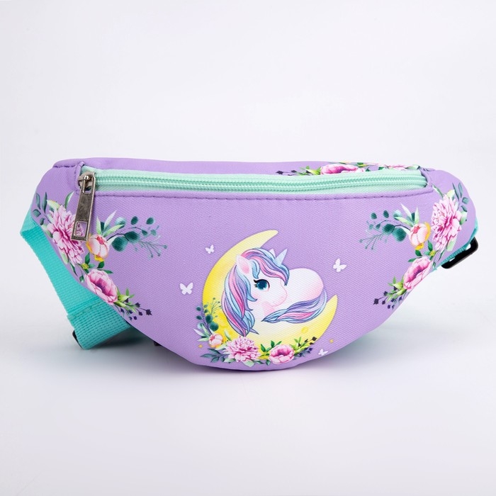 Сумка детская для девочки поясная «Лунный единорог» 20 см х 10 см х 6 см