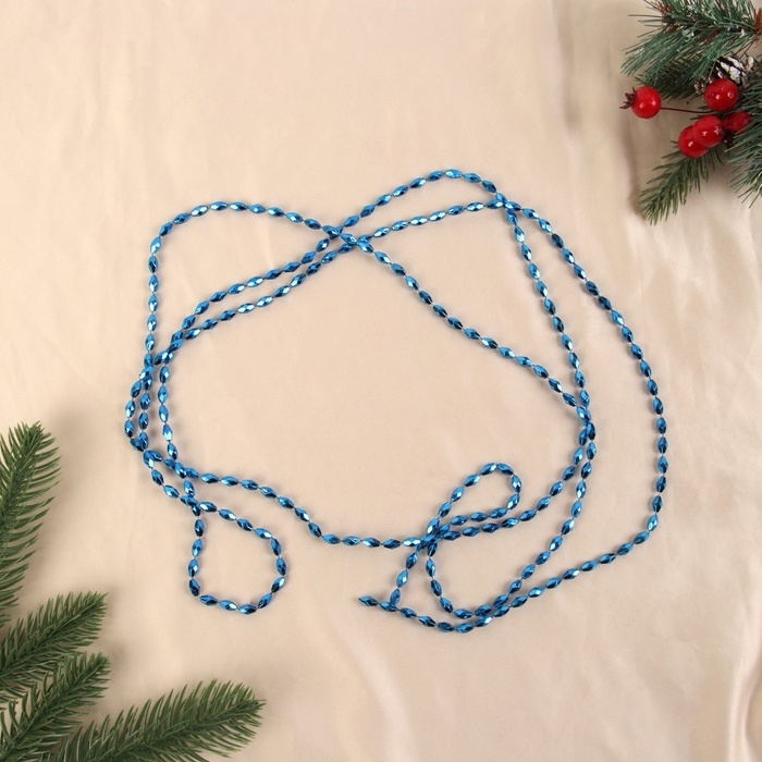 Бусы на ёлку 2 м d-3 мм Бусы на ёлку 2 м d-3 мм "Овалы грани" синий