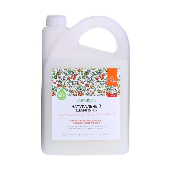 Натуральный бессульфатный шампунь SYNERGETIC Максимальное питание и восстановление, 3,5 л Натуральный бессульфатный шампунь SYNERGETIC Максимальное питание и восстановление, 3,5 л