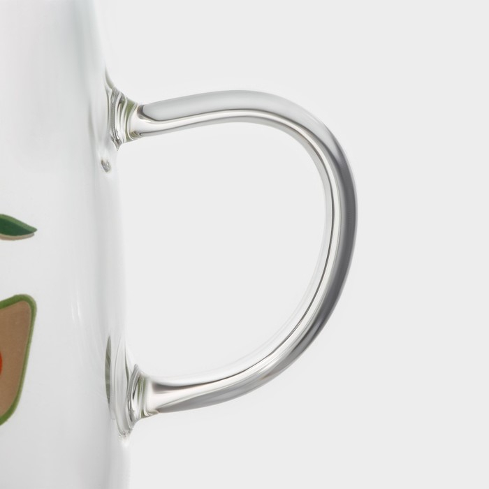 Кружка стеклянная с деревянной крышкой «Авокадо», 350 мл, рисунок МИКС Кружка стеклянная с деревянной крышкой «Авокадо», 350 мл, рисунок МИКС