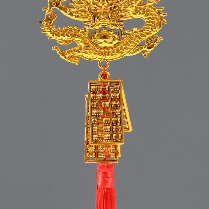 Подвеска пластик, текстиль Подвеска пластик, текстиль "Золотой дракон и счёты - На богатство" 2х7,5х38 см