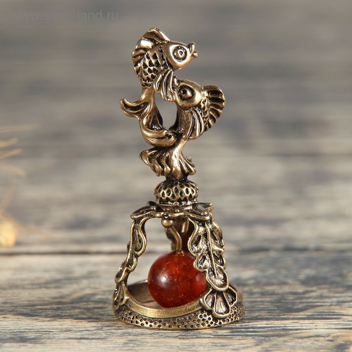 Колокольчик латунный  Колокольчик латунный "Знак зодиака. Рыбы", янтарь