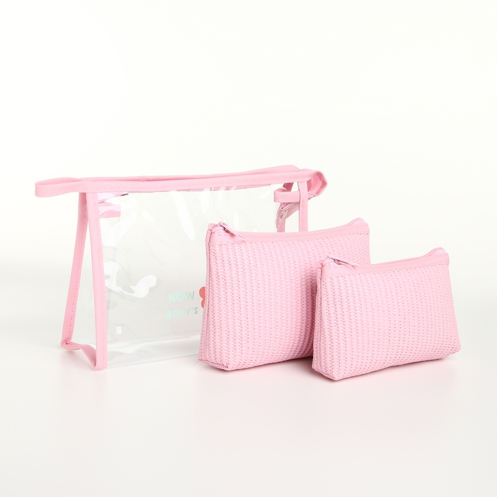 Набор косметичек 3 в 1 на молнии, цвет розовый Набор косметичек 3 в 1 на молнии, цвет розовый