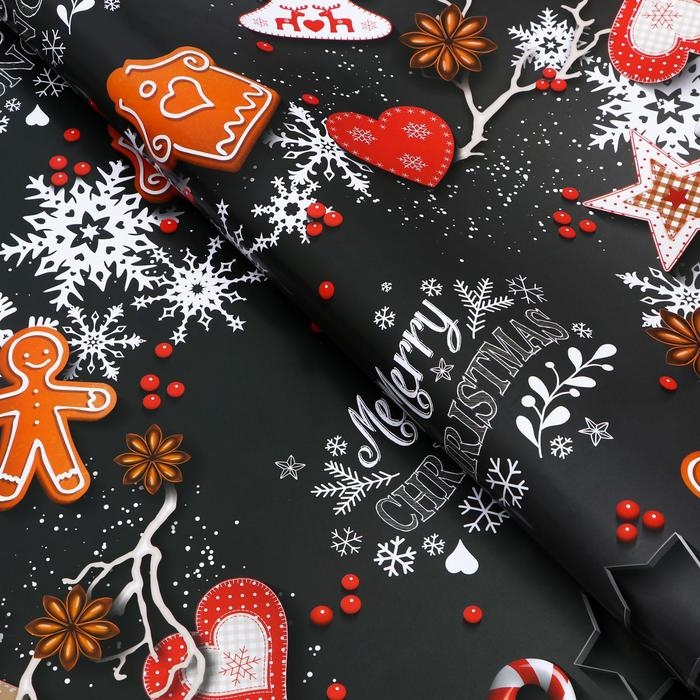 Новый год. Бумага упаковочная глянцевая  Новый год. Бумага упаковочная глянцевая "Первый снег",70 х 100 см,1 лист