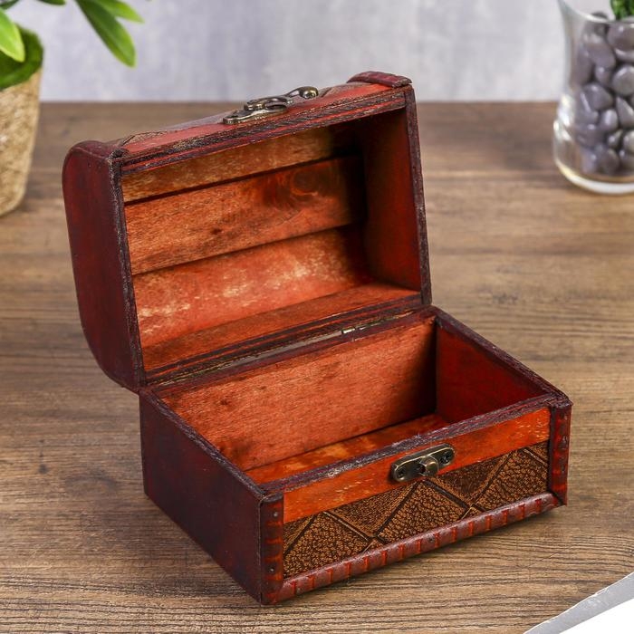 Шкатулка дерево сундучок с ручкой "Ромбы" 9,4х13,8х9,7 см, МИКС