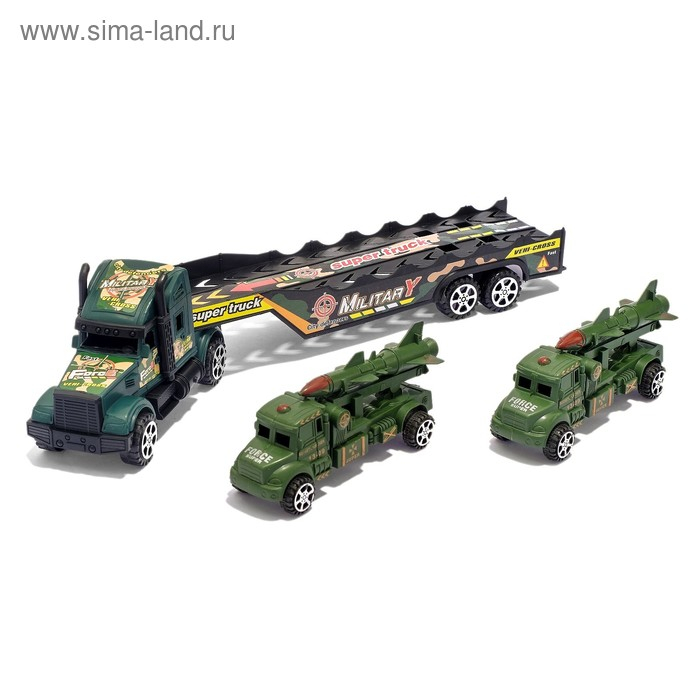 Грузовик инерционный «Тягач», с 2 машинами, цвета МИКС Грузовик инерционный «Тягач», с 2 машинами, цвета МИКС