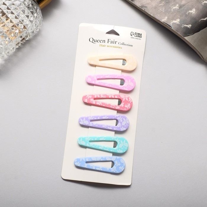 Невидимка для волос  Невидимка для волос "Беатрис" (набор 6 шт) бабочки, 5 см