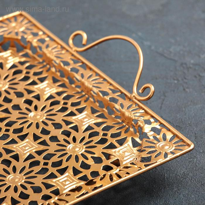 Поднос сервировочный «Золотые цветы», 50×29×6 см, цвет золотой Поднос сервировочный «Золотые цветы», 50×29×6 см, цвет золотой