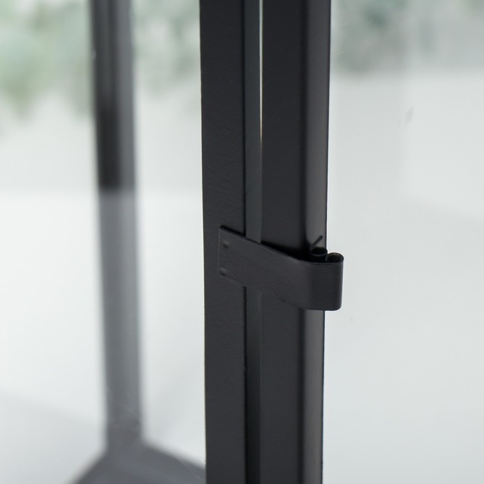 Подсвечник металл "Фонарь - минимализм" набор 3 шт чёрный 18х18х50, 14х14х39, 10х10х25 см