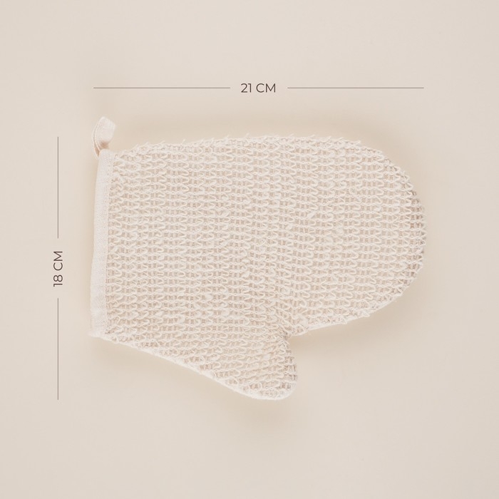 Мочалка - варежка массажная SL Home «Ортика», крапива, хлопок, 21×18 см, цвет бежевый