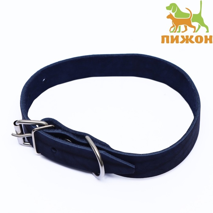 Ошейник кожаный однослойный, 54 х 2,5 см, ОШ 35-45 см, синий Ошейник кожаный однослойный, 54 х 2,5 см, ОШ 35-45 см, синий