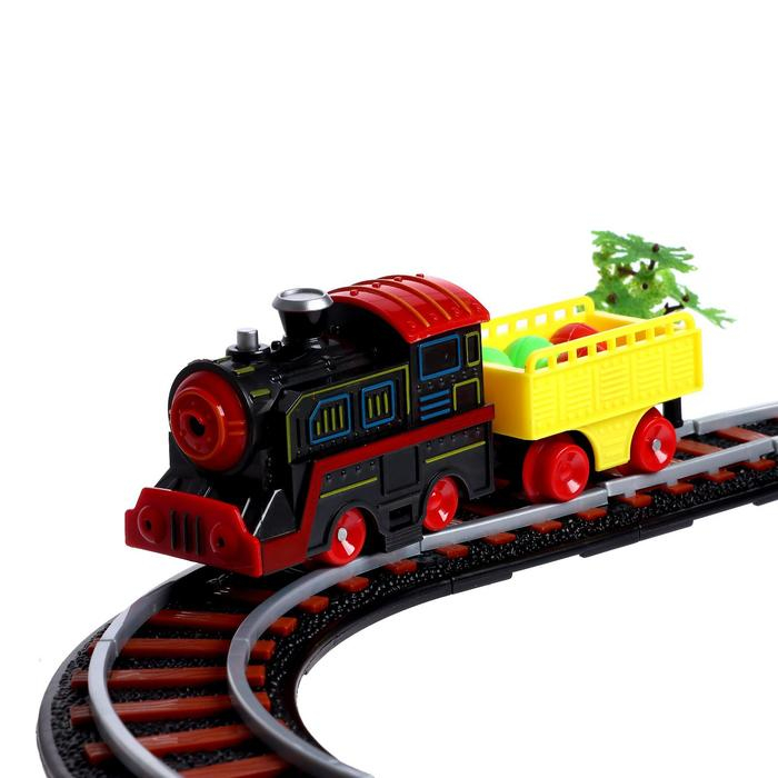 Железная дорога &laquo;Останови крушение&raquo;, 2 поезда, ж/д стрелка, работает от батареек, свет и звук