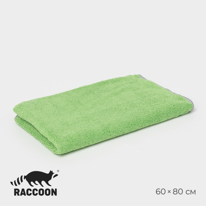 Тряпка для пола Raccoon, 250 г/м², 60×80 см, микрофибра, с оверлоком, 1 шт, цвет зеленый Тряпка для пола Raccoon, 250 г/м², 60×80 см, микрофибра, с оверлоком, 1 шт, цвет зеленый