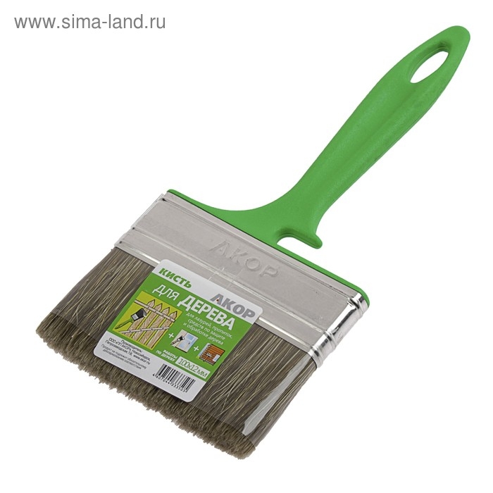 Кисть плоская  Кисть плоская "АКОР", 100х12 мм, ручка пластик, смешанная щетина, для дерева