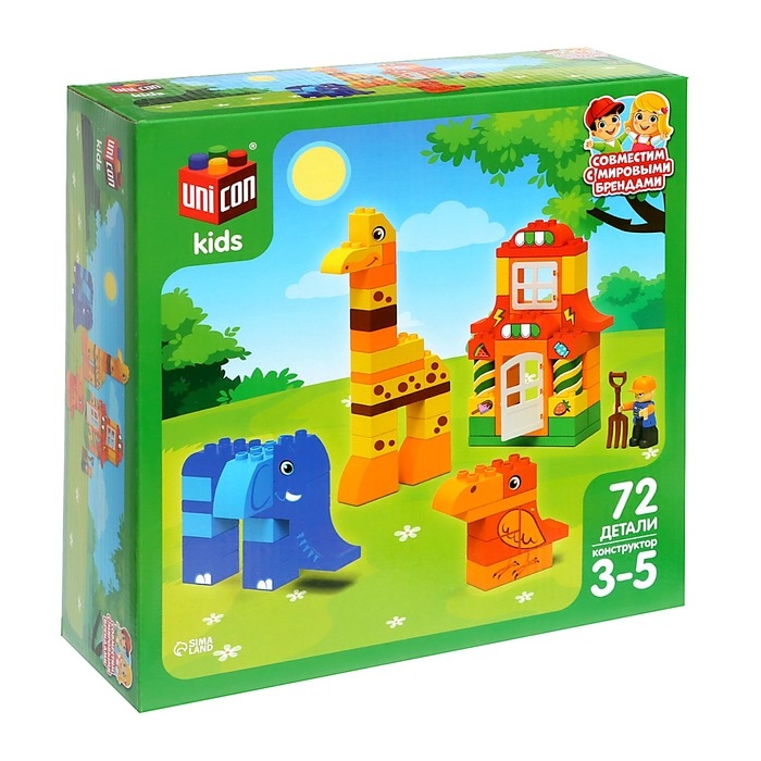 Конструктор «Зверята», 72 детали Конструктор «Зверята», 72 детали