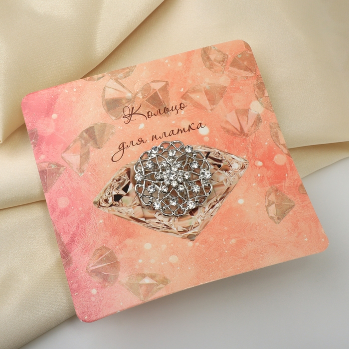 Кольцо для платка «Ажур» цветы, цвет белый в серебре Кольцо для платка «Ажур» цветы, цвет белый в серебре