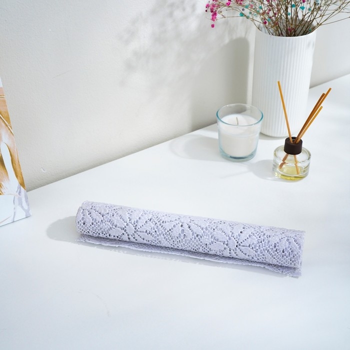 Коврик противоскользящий Доляна «Цветы», 30×100 см, цвет белый Коврик противоскользящий Доляна «Цветы», 30×100 см, цвет белый