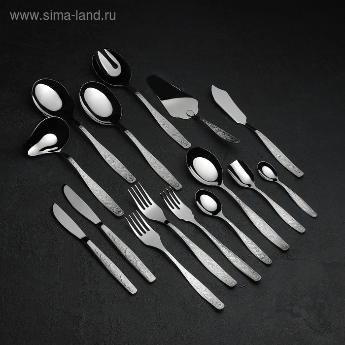 Набор столовый &laquo;Уралочка&raquo;, 60 предметов, толщина 2 мм, декоративная коробка, цвет серебряный