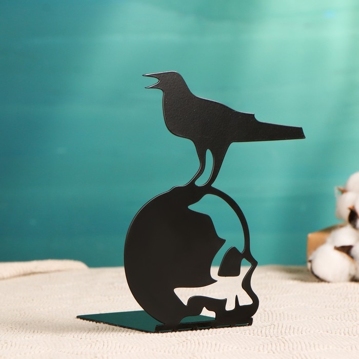 Держатель-подставка для книг  Держатель-подставка для книг "Ворон на черепе", черный, 1шт