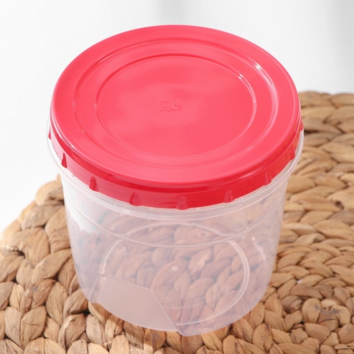 Набор контейнеров круглых с закручивающимися крышками, 2 шт: 500 мл, 1 л, прозрачные, крышки МИКС Набор контейнеров круглых с закручивающимися крышками, 2 шт: 500 мл, 1 л, прозрачные, крышки МИКС